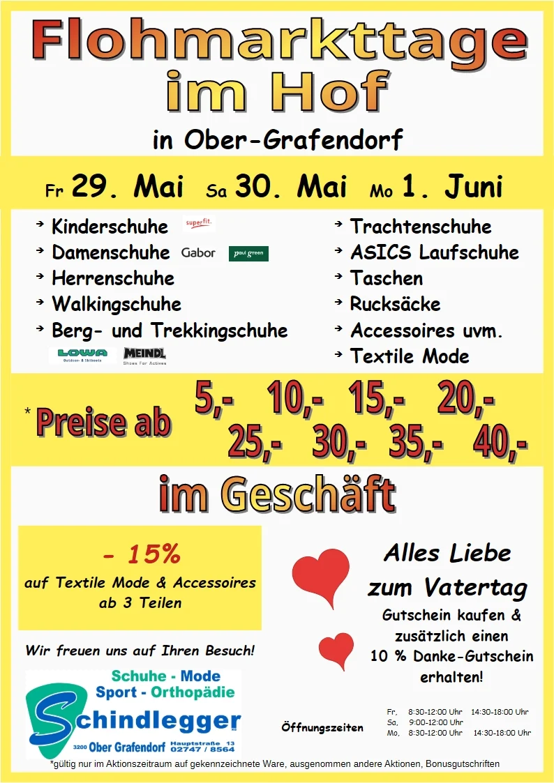 Flohmarkttage im Hof FJ 2026 SCHINDLEGGER